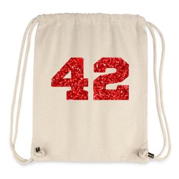 Number 42 Red Glitter - 42nd Anniversary - Stanley/Stella Recycled Gym Bag - natural - Front
