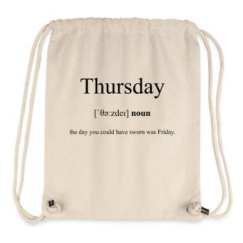 Thursday | Donnerstag Definition Dictionary - Stanley/Stella recycelter Gym Bag - Naturweiß - Vorne