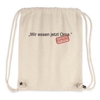 Wir essen jetzt Oma Satzzeichen Leben retten Komma - Stanley/Stella recycelter Gym Bag - Naturweiß - Vorne