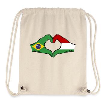 Brasilien Ungarn Flagge Haende Herzform - Stanley/Stella recycelter Gym Bag - Naturweiß - Vorne