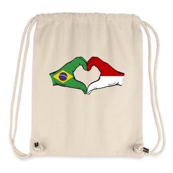 Brasilien Indonesien Flagge Haende Herzform - Stanley/Stella recycelter Gym Bag - Naturweiß - Vorne