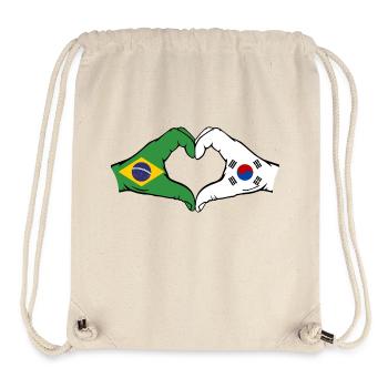 Brasilien Südkorea Hände Herzform - Stanley/Stella recycelter Gym Bag - Naturweiß - Vorne