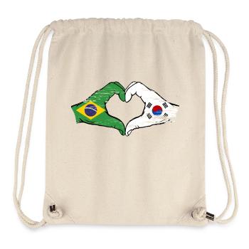 Brazil South Korea hands heart shape used - Stanley/Stella Recycled Gym Bag - natural - Front
