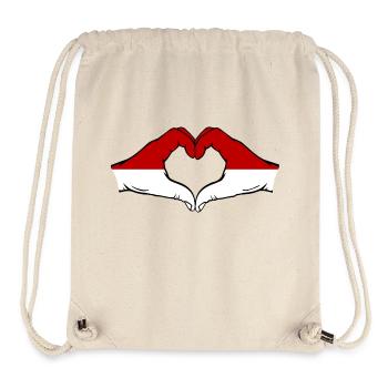 Drapeau de Monaco Indonésie main forme coeur - Sac à cordon recyclé Stanley/Stella - blanc naturel - Devant