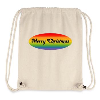 LGBTQI Merry Christmas Rainbow Oval - Stanley/Stella Recycled Gym Bag - natural - Front