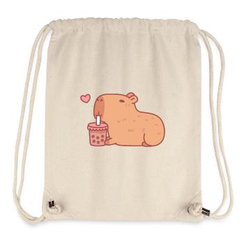 Cute Capybara Chilling With Bubble Tea - Stanley/Stella Recycled Gym Bag - natural - Front
