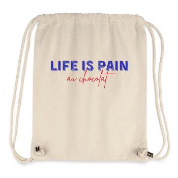 Das Leben ist Schmerz au Chocolat Humor - Stanley/Stella recycelter Gym Bag - Naturweiß - Vorne