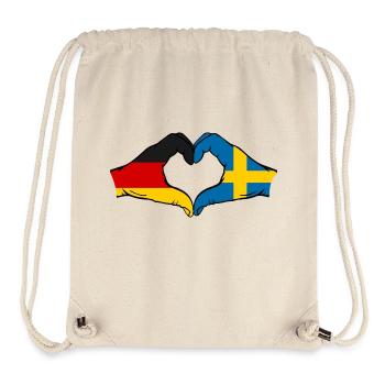 Germany Sweden Flag Hands Heart Shape - Stanley/Stella Recycled Gym Bag - natural - Front