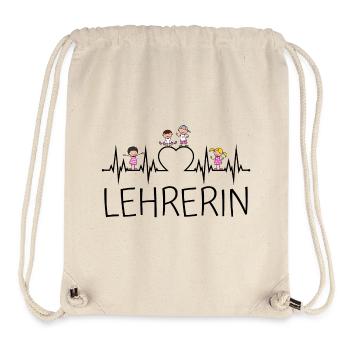 Lehrerin Herzschlag mit Herz und Kindern - Stanley/Stella recycelter Gym Bag - Naturweiß - Vorne