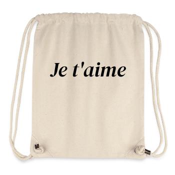 Typographie Je t’aime – French Love Art - Sac à cordon recyclé Stanley/Stella - blanc naturel - Devant