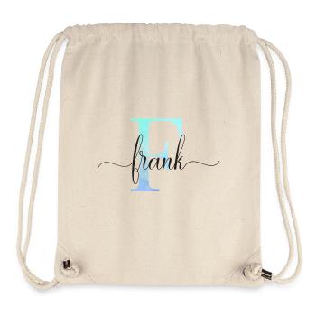 E| Monogramme | Nom | Franck | Aquarelle - Sac à cordon recyclé Stanley/Stella - blanc naturel - Devant