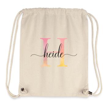 H | Monogram | Name | Heath |Watercolor - Stanley/Stella Recycled Gym Bag - natural - Front