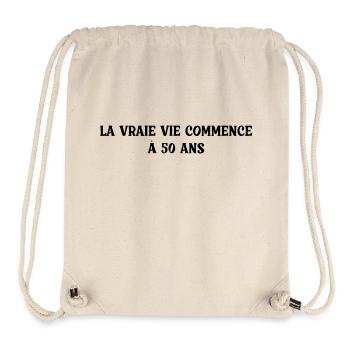 Birthday: real life starts at 50! - Stanley/Stella Recycled Gym Bag - natural - Front