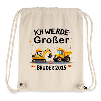 Ich Werde Großer Bruder 2025 Bagger Schwarz Kinder - Stanley/Stella recycelter Gym Bag - Naturweiß - Vorne