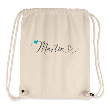 Martin Surname First name Calligraphy Heart - Stanley/Stella Recycled Gym Bag - natural - Front