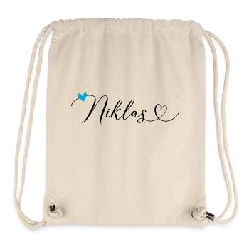 Niklas Name Vorname Kalligrafieherz - Stanley/Stella recycelter Gym Bag - Naturweiß - Vorne