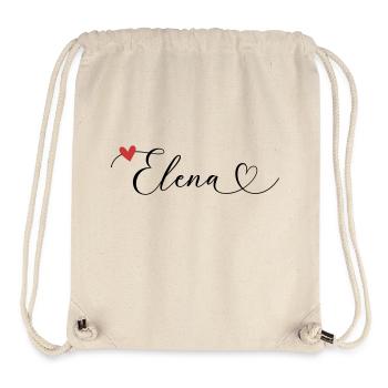 Elena Surname First name Calligraphy Heart - Stanley/Stella Recycled Gym Bag - natural - Front
