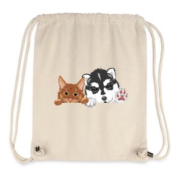 Lustige Ingwerkatze und Husky-Hund - Stanley/Stella recycelter Gym Bag - Naturweiß - Vorne