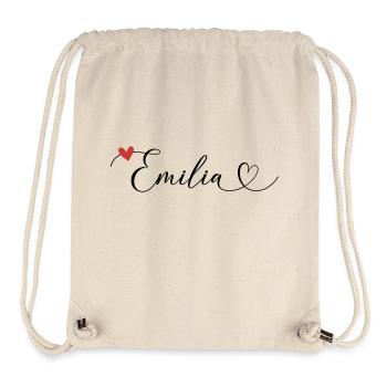 Emilia Nom Prénom Calligraphie Coeur - Sac à cordon recyclé Stanley/Stella - blanc naturel - Devant