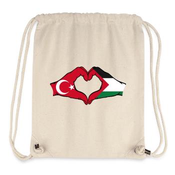 Turquie Palestine Forme Coeur Avec Les Mains - Sac à cordon recyclé Stanley/Stella - blanc naturel - Devant