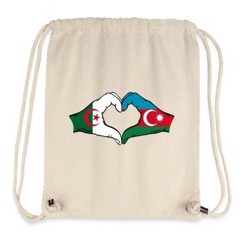 Algérie AzerbaïdjanForme de coeur avec les mains - Sac à cordon recyclé Stanley/Stella - blanc naturel - Devant