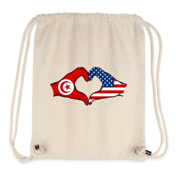 Forme de coeur Tunisie USA avec les mains - Sac à cordon recyclé Stanley/Stella - blanc naturel - Devant