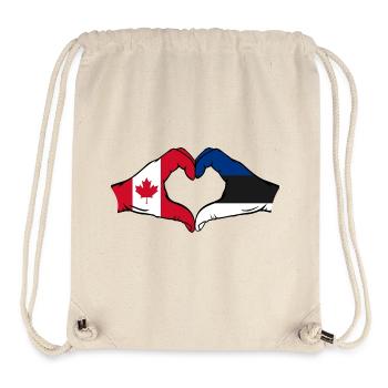 Forme de coeur Canada Estonie avec les mains - Sac à cordon recyclé Stanley/Stella - blanc naturel - Devant