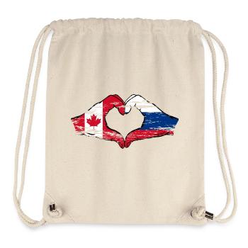 Canada Russia Heart Shape with Hands Used - Stanley/Stella Recycled Gym Bag - natural - Front