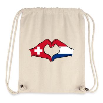 Schweiz Holland Flagge Hände Herzform - Stanley/Stella recycelter Gym Bag - Naturweiß - Vorne