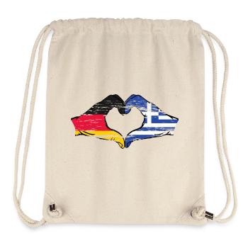 Germany Greece Flag Hands Heart Used - Stanley/Stella Recycled Gym Bag - natural - Front