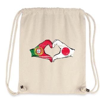 Portugal Japon drapeau coeur forme utilisé - Sac à cordon recyclé Stanley/Stella - blanc naturel - Devant