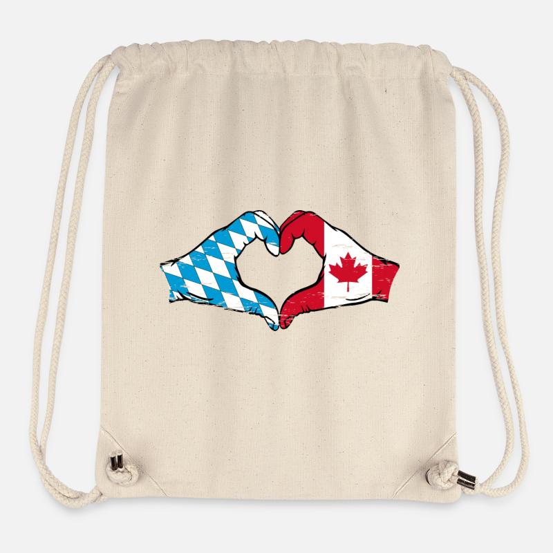 Mains du drapeau du Canada de la Bavière en forme de coeur utilisé - Sac à cordon recyclé Stanley/Stella - blanc naturel