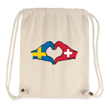Sweden Switzerland Flag Heart Shape - Stanley/Stella Recycled Gym Bag - natural - Front