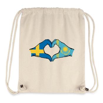 Sweden Kazakhstan Flag Hands Heart Shape - Stanley/Stella Recycled Gym Bag - natural - Front