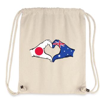 Japon Australie Drapeau Mains Coeur Forme - Sac à cordon recyclé Stanley/Stella - blanc naturel - Devant