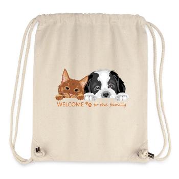 Guckende Ingwerkatze und Bernhardiner - Stanley/Stella recycelter Gym Bag - Naturweiß - Vorne