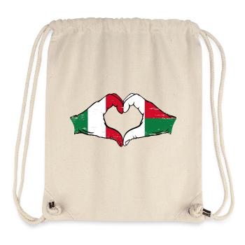 Italie Madagascar Drapeau Mains Coeur Forme Utilisé - Sac à cordon recyclé Stanley/Stella - blanc naturel - Devant
