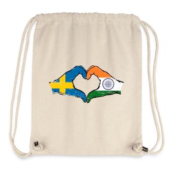 Sweden India Hands Heart Shape Used - Stanley/Stella Recycled Gym Bag - natural - Front