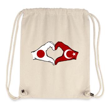 Japon Türkiye mains forme de coeur - Sac à cordon recyclé Stanley/Stella - blanc naturel - Devant