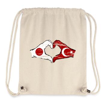 Japan Turkey Hands Heart Shape Used - Stanley/Stella Recycled Gym Bag - natural - Front