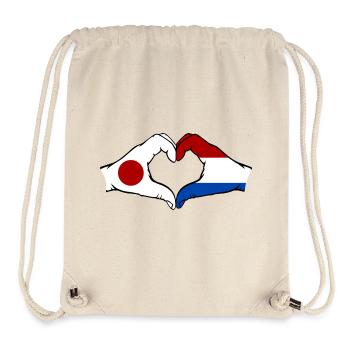 Japon Hollande mains forme de coeur - Sac à cordon recyclé Stanley/Stella - blanc naturel - Devant
