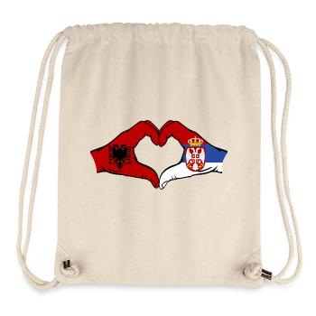 Albanie Serbie Drapeau Coeur Forme - Sac à cordon recyclé Stanley/Stella - blanc naturel - Devant