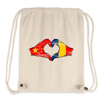 Chine Drapeau Roumanie forme de coeur utilisé - Sac à cordon recyclé Stanley/Stella - blanc naturel - Devant