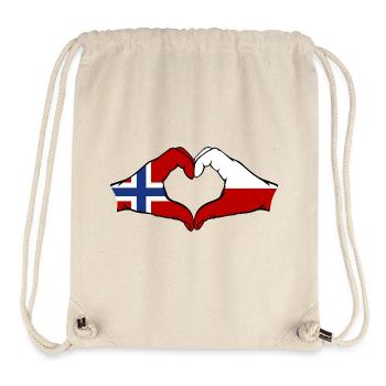 Norway Poland Flag Heart Shape - Stanley/Stella Recycled Gym Bag - natural - Front