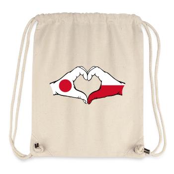 Japon Pologne Drapeau Mains Coeur Forme - Sac à cordon recyclé Stanley/Stella - blanc naturel - Devant