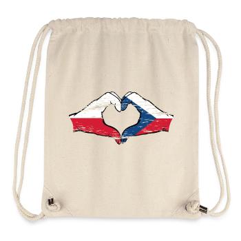 Pologne République tchèque drapeau mains coeur utilisé - Sac à cordon recyclé Stanley/Stella - blanc naturel - Devant