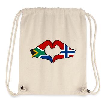 South Africa Norway Flag Hands Heart Shape - Stanley/Stella Recycled Gym Bag - natural - Front