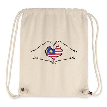 Drapeau de la Malaisie mains forme de coeur utilisé - Sac à cordon recyclé Stanley/Stella - blanc naturel - Devant
