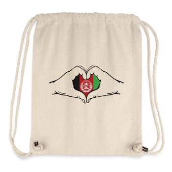 Drapeau de l’Afghanistan Mains Coeur Forme - Sac à cordon recyclé Stanley/Stella - blanc naturel - Devant