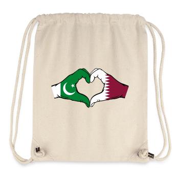 Pakistan Qatar Flag Hands Heart Shape - Stanley/Stella Recycled Gym Bag - natural - Front
